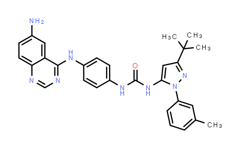 CAS No. 1160934-72-4, Urea, N-[4-[(6-amino-4-quinazolinyl)amino]phenyl]-N'-[3-(1,1-dimethylethyl)-1-(3-methylphenyl)-1H-pyrazol-5-yl]-