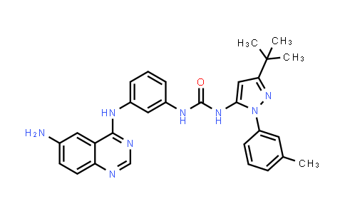 MC508633 | 1160934-75-7 | Urea, N-[3-[(6-amino-4-quinazolinyl)amino]phenyl]-N'-[3-(1,1-dimethylethyl)-1-(3-methylphenyl)-1H-pyrazol-5-yl]-
