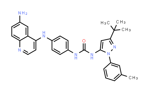 CAS No. 1163730-97-9, Urea, N-[4-[(6-amino-4-quinolinyl)amino]phenyl]-N'-[3-(1,1-dimethylethyl)-1-(3-methylphenyl)-1H-pyrazol-5-yl]-