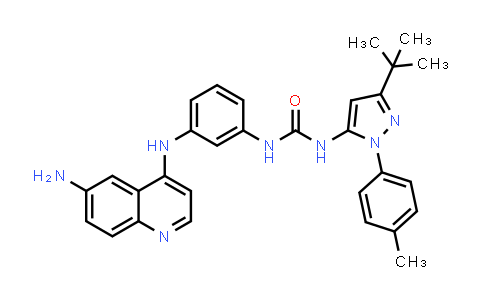 CAS No. 1163730-98-0, Urea, N-[3-[(6-amino-4-quinolinyl)amino]phenyl]-N'-[3-(1,1-dimethylethyl)-1-(4-methylphenyl)-1H-pyrazol-5-yl]-