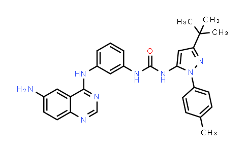 CAS No. 1163731-05-2, Urea, N-[3-[(6-amino-4-quinazolinyl)amino]phenyl]-N'-[3-(1,1-dimethylethyl)-1-(4-methylphenyl)-1H-pyrazol-5-yl]-