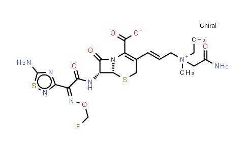 CAS No. 116853-25-9, 2-Propen-1-aminium, N-(2-amino-2-oxoethyl)-3-[(6R,7R)-7-[[(2Z)-2-(5-amino-1,2,4-thiadiazol-3-yl)-2-[(fluoromethoxy)imino]acetyl]amino]-2-carboxy-8-oxo-5-thia-1-azabicyclo[4.2.0]oct-2-en-3-yl]-N-ethyl-N-methyl-, inner salt, (2E)-