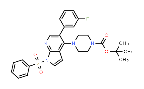 CAS No. 1172066-63-5, 1-Piperazinecarboxylic acid, 4-[5-(3-fluorophenyl)-1-(phenylsulfonyl)-1H-pyrrolo[2,3-b]pyridin-4-yl]-, 1,1-dimethylethyl ester