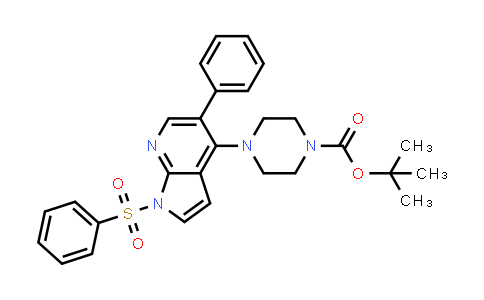 CAS No. 1172067-42-3, 1-Piperazinecarboxylic acid, 4-[5-phenyl-1-(phenylsulfonyl)-1H-pyrrolo[2,3-b]pyridin-4-yl]-, 1,1-dimethylethyl ester