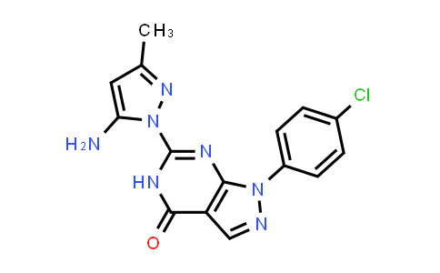 CAS No. 1172872-30-8, 6-(5-Amino-3-methyl-1H-pyrazol-1-yl)-1-(4-chlorophenyl)-1H,4H,5H-pyrazolo[3,4-d]pyrimidin-4-one