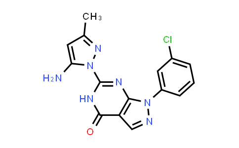 CAS No. 1172953-98-8, 6-(5-Amino-3-methyl-1H-pyrazol-1-yl)-1-(3-chlorophenyl)-1H,4H,5H-pyrazolo[3,4-d]pyrimidin-4-one