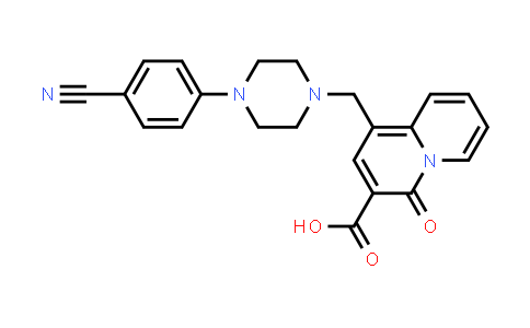 CAS No. 1174207-12-5, 4H-Quinolizine-3-carboxylic acid, 1-[[4-(4-cyanophenyl)-1-piperazinyl]methyl]-4-oxo-