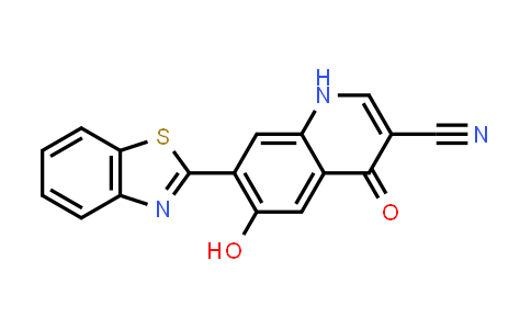 CAS No. 1175535-59-7, 3-Quinolinecarbonitrile, 7-(2-benzothiazolyl)-1,4-dihydro-6-hydroxy-4-oxo-