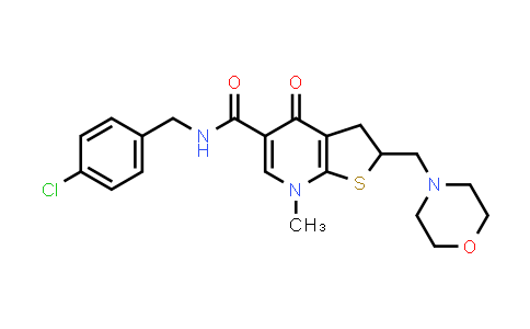 CAS No. 1177801-64-7, Thieno[2,3-b]pyridine-5-carboxamide, N-[(4-chlorophenyl)methyl]-2,3,4,7-tetrahydro-7-methyl-2-(4-morpholinylmethyl)-4-oxo-