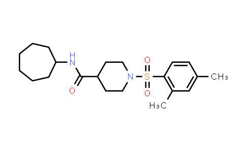 CAS No. 1180163-90-9, N-Cycloheptyl-1-((2,4-dimethylphenyl)sulfonyl)piperidine-4-carboxamide