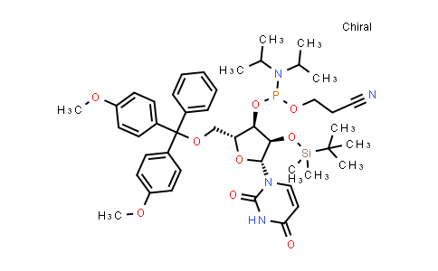 CAS No. 118362-03-1, (2R,3R,4R,5R)-2-((Bis(4-methoxyphenyl)(phenyl)methoxy)methyl)-4-((tert-butyldimethylsilyl)oxy)-5-(2,4-dioxo-3,4-dihydropyrimidin-1(2H)-yl)tetrahydrofuran-3-yl (2-cyanoethyl) diisopropylphosphoramidite