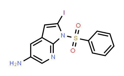 CAS No. 1186501-79-0, 1H-Pyrrolo[2,3-b]pyridin-5-amine, 2-iodo-1-(phenylsulfonyl)-