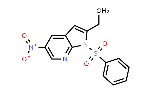 CAS No. 1186502-16-8, 1H-Pyrrolo[2,3-b]pyridine, 2-ethyl-5-nitro-1-(phenylsulfonyl)-
