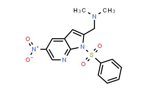 CAS No. 1186502-41-9, 1H-Pyrrolo[2,3-b]pyridine-2-methanamine, N,N-dimethyl-5-nitro-1-(phenylsulfonyl)-