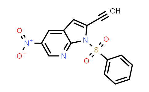 CAS No. 1186502-45-3, 1H-Pyrrolo[2,3-b]pyridine, 2-ethynyl-5-nitro-1-(phenylsulfonyl)-