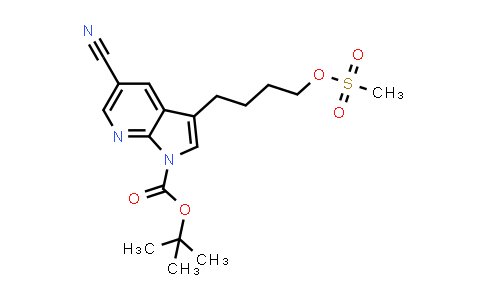 CAS No. 1187322-57-1, 1H-Pyrrolo[2,3-b]pyridine-1-carboxylic acid, 5-cyano-3-[4-[(methylsulfonyl)oxy]butyl]-, 1,1-dimethylethyl ester