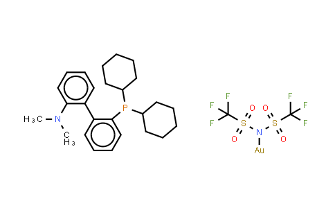 CAS No. 1188507-66-5, [2-(Dicyclohexylphosphino)-2'-(N,N-dimethylamino))-1,1'-biphenyl][bis(trifluoromethyl)sulfonylimido]gold(I)