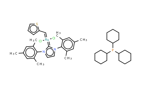 CAS No. 1190427-49-6, Tricyclohexylphosphine[1,3-bis(2,4,6-trimethylphenyl)imidazol-2-ylidene][2-thienylmethylene]ruthenium(II) dichloride