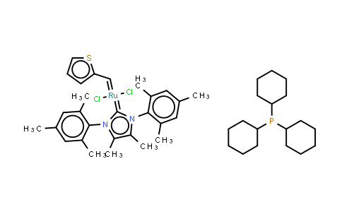 CAS No. 1190427-50-9, Tricyclohexylphosphine[4,5-dimethyl-1,3-bis(2,4,6-trimethylphenyl)imidazol-2-ylidene][2-thienylmethylene]ruthenium(II) dichloride