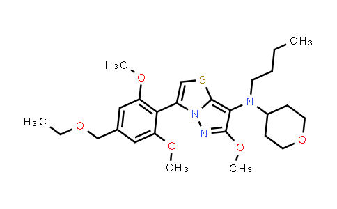 MC510211 | 1190854-59-1 | Pyrazolo[5,1-b]thiazol-7-amine, N-butyl-3-[4-(ethoxymethyl)-2,6-dimethoxyphenyl]-6-methoxy-N-(tetrahydro-2H-pyran-4-yl)-