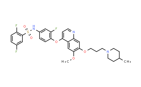 CAS No. 1192300-33-6, 2,5-difluoro-N-(3-fluoro-4-(6-methoxy-7-(3-(4-methylpiperidin-1-yl)propoxy)quinolin-4-yloxy)phenyl)benzenesulfonamide