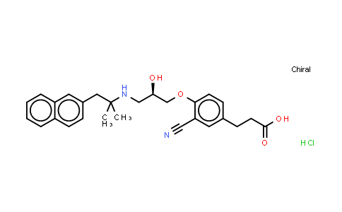 CAS No. 1192845-63-8, Benzenepropanoic acid, 3-cyano-4-[(2R)-3-[[1,1-dimethyl-2-(2-naphthalenyl)ethyl]amino]-2-hydroxypropoxy]-, (Hydrochloride) (1:1)