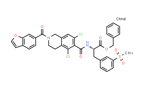 CAS No. 1194550-67-8, Benzyl (S)-2-(2-(benzofuran-6-carbonyl)-5,7-dichloro-1,2,3,4-tetrahydroisoquinoline-6-carboxamido)-3-(3-(methylsulfonyl)phenyl)propanoate