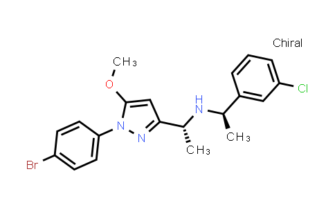 CAS No. 1195985-43-3, 1H-Pyrazole-3-methanamine, 1-(4-bromophenyl)-N-[(1R)-1-(3-chlorophenyl)ethyl]-5-methoxy-α-methyl-, (αR)-