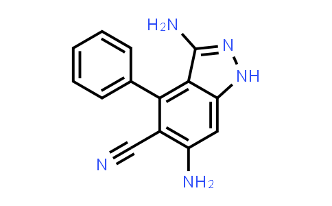 CAS No. 1196450-97-1, 1H-Indazole-5-carbonitrile, 3,6-diamino-4-phenyl-