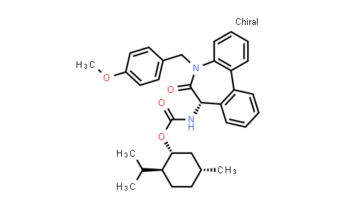 1197209-32-7 | Carbamic acid, N-[(7S)-6,7-dihydro-5-[(4-methoxyphenyl)methyl]-6-oxo-5H-dibenz[b,d]azepin-7-yl]-, (1R,2S,5R)-5-methyl-2-(1-methylethyl)cyclohexyl ester