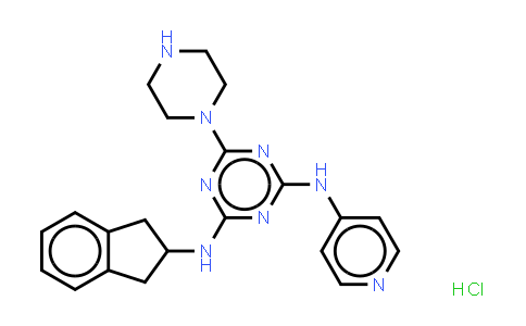 CAS No. 1197341-62-0, 1,3,5-Triazine-2,4-diamine, N2-(2,3-dihydro-1H-inden-2-yl)-6-(1-piperazinyl)-N4-4-pyridinyl-, (Hydrochloride) (1:1)