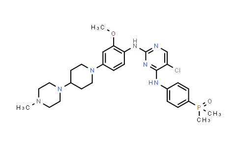 CAS No. 1197953-88-0, 2,4-Pyrimidinediamine, 5-chloro-N4-[4-(dimethylphosphinyl)phenyl]-N2-[2-methoxy-4-[4-(4-methyl-1-piperazinyl)-1-piperidinyl]phenyl]-