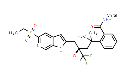 CAS No. 1198784-98-3, Benzamide, 2-[(3R)-3-[[5-(ethylsulfonyl)-1H-pyrrolo[2,3-c]pyridin-2-yl]methyl]-4,4,4-trifluoro-3-hydroxy-1,1-dimethylbutyl]-