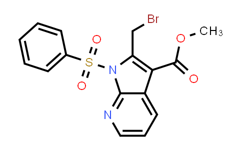 CAS No. 1200130-68-2, 1H-Pyrrolo[2,3-b]pyridine-3-carboxylic acid, 2-(bromomethyl)-1-(phenylsulfonyl)-, methyl ester