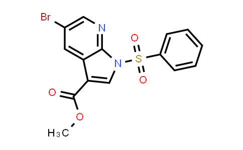 CAS No. 1200130-71-7, 1H-Pyrrolo[2,3-b]pyridine-3-carboxylic acid, 5-bromo-1-(phenylsulfonyl)-, methyl ester