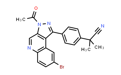 CAS No. 1201643-72-2, 2-(4-(3-Acetyl-8-bromo-3H-pyrazolo[3,4-c]quinolin-1-yl)phenyl)-2-methylpropanenitrile
