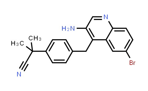 CAS No. 1201643-77-7, 2-(4-((3-Amino-6-bromoquinolin-4-yl)methyl)phenyl)-2-methylpropanenitrile