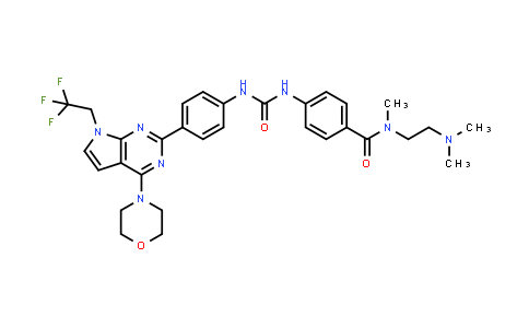 CAS No. 1202884-94-3, Benzamide, N-[2-(dimethylamino)ethyl]-N-methyl-4-[[[[4-[4-(4-morpholinyl)-7-(2,2,2-trifluoroethyl)-7H-pyrrolo[2,3-d]pyrimidin-2-yl]phenyl]amino]carbonyl]amino]-