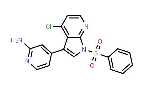 CAS No. 1203566-00-0, 2-Pyridinamine, 4-[4-chloro-1-(phenylsulfonyl)-1H-pyrrolo[2,3-b]pyridin-3-yl]-