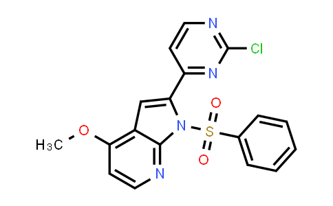 CAS No. 1203566-65-7, 1H-Pyrrolo[2,3-b]pyridine, 2-(2-chloro-4-pyrimidinyl)-4-methoxy-1-(phenylsulfonyl)-