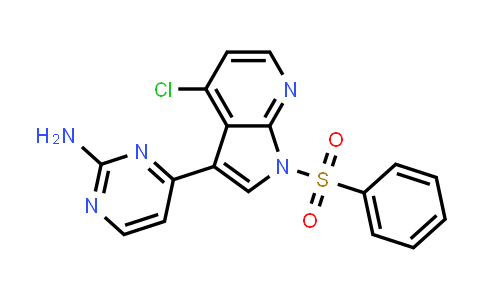 CAS No. 1203567-92-3, 2-Pyrimidinamine, 4-[4-chloro-1-(phenylsulfonyl)-1H-pyrrolo[2,3-b]pyridin-3-yl]-