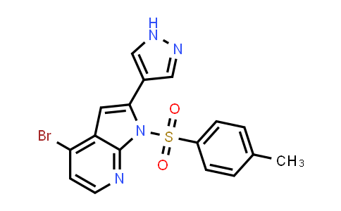 CAS No. 1203569-58-7, 1H-Pyrrolo[2,3-b]pyridine, 4-bromo-1-[(4-methylphenyl)sulfonyl]-2-(1H-pyrazol-4-yl)-