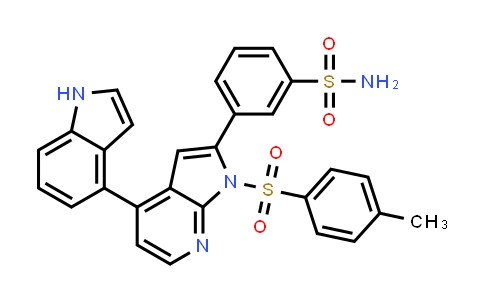 CAS No. 1203569-75-8, Benzenesulfonamide, 3-[4-(1H-indol-4-yl)-1-[(4-methylphenyl)sulfonyl]-1H-pyrrolo[2,3-b]pyridin-2-yl]-
