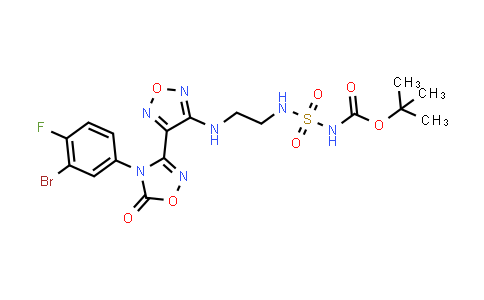 CAS No. 1204669-69-1, tert-Butyl N-(2-((4-(4-(3-bromo-4-fluorophenyl)-5-oxo-4,5-dihydro-1,2,4-oxadiazol-3-yl)-1,2,5-oxadiazol-3-yl)amino)ethyl)sulfamoylcarbamate