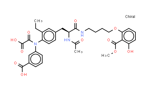 CAS No. 1205538-23-3, Benzoic acid, 2-[4-[[(2S)-2-(acetylamino)-3-[4-[(carboxycarbonyl)(2-carboxyphenyl)amino]-3-ethylphenyl]-1-oxopropyl]amino]butoxy]-6-hydroxy-, 1-methyl ester