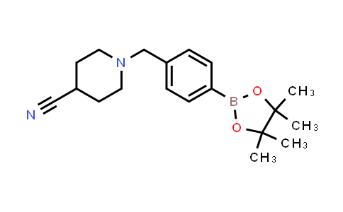 CAS No. 1206641-46-4, 1-{[4-(Tetramethyl-1,3,2-dioxaborolan-2-yl)phenyl]methyl}piperidine-4-carbonitrile