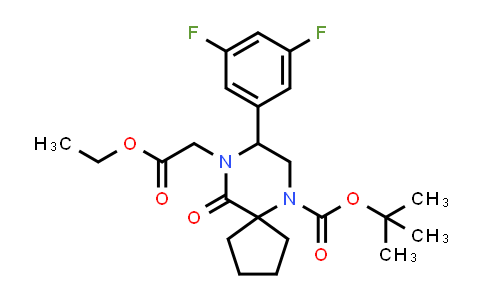 CAS No. 1206821-43-3, tert-Butyl 8-(3,5-difluorophenyl)-9-(2-ethoxy-2-oxoethyl)-10-oxo-6,9-diazaspiro[4.5]decane-6-carboxylate