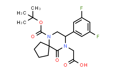 CAS No. 1206821-44-4, 2-(6-(tert-Butoxycarbonyl)-8-(3,5-difluorophenyl)-10-oxo-6,9-diazaspiro[4.5]decan-9-yl)acetic acid