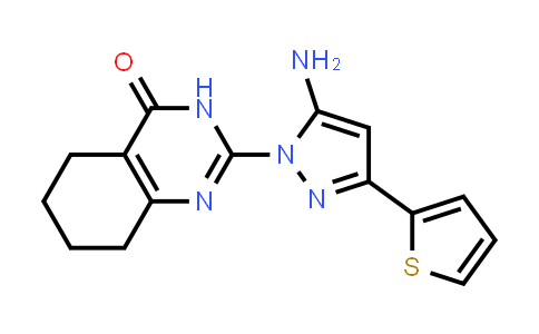 CAS No. 1206997-36-5, 2-[5-Amino-3-(thiophen-2-yl)-1H-pyrazol-1-yl]-3,4,5,6,7,8-hexahydroquinazolin-4-one