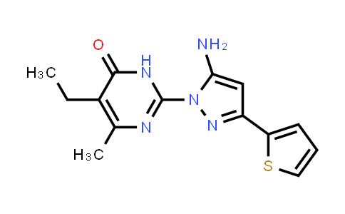 CAS No. 1207024-88-1, 2-[5-Amino-3-(2-thienyl)-1H-pyrazol-1-yl]-5-ethyl-6-methylpyrimidin-4(3H)-one